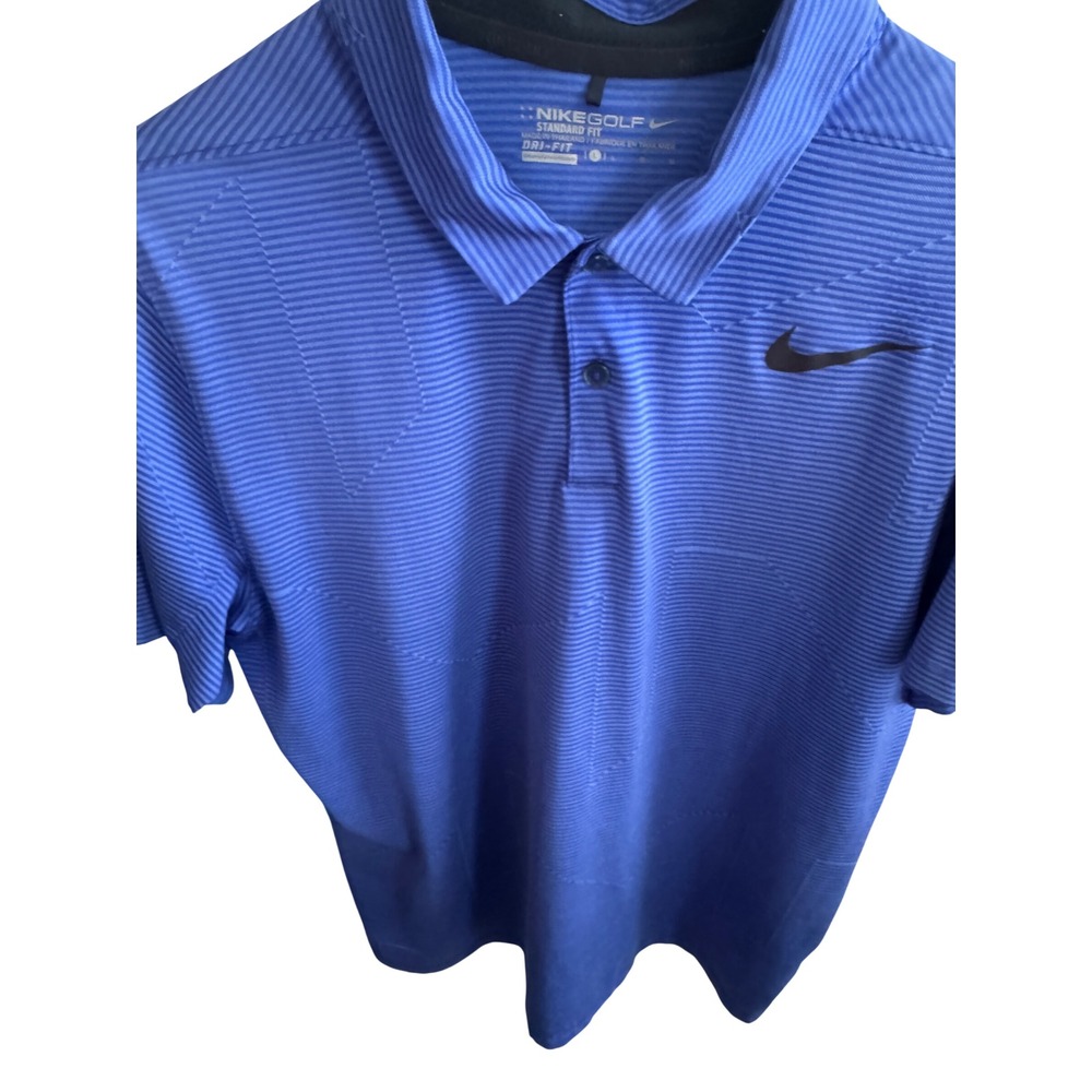 Nike Golf Mens Dri-FIT Standard Fit Blue Striped Short Sleeve Polo Shirt Large